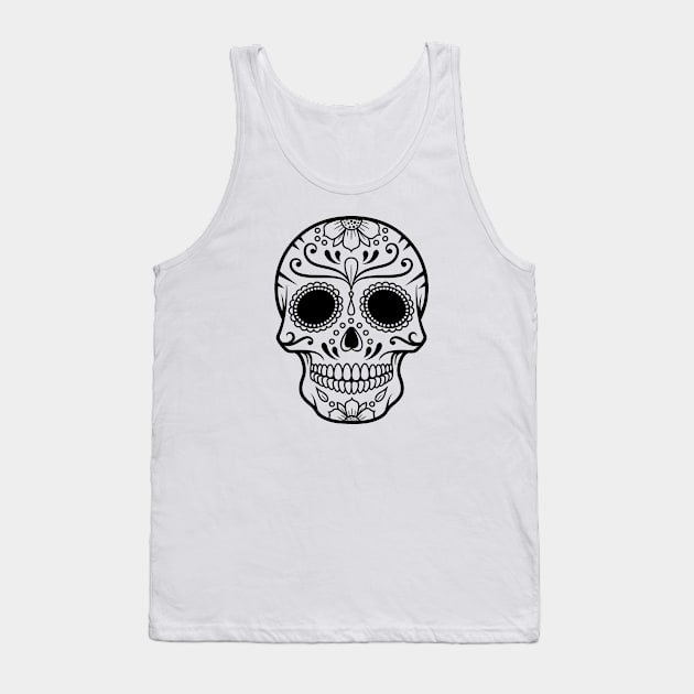 Day of the Dead Skull Black Tank Top by Luma Designs